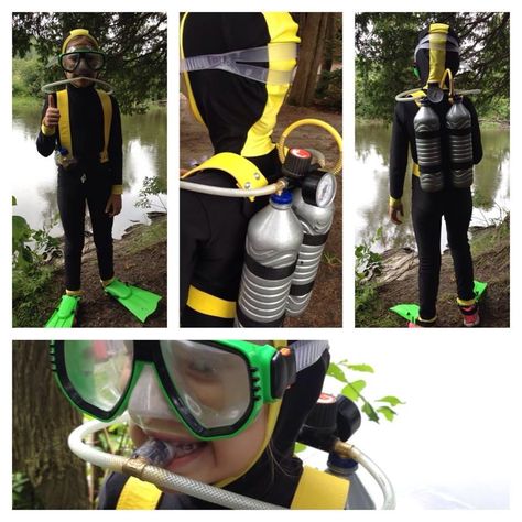 Caroline made this awesome scuba diver costume with Jalie 3135 skinsuit pattern: http://www.jalie.com/jalie3135-skinsuit-sewingpattern.html Scuba Diving Costume, Scuba Costume, Science Costumes, Diver Costume, Scuba Diver Costume, Recycled Costumes, Fish Costume, Scuba Diving Gear, Diving Gear