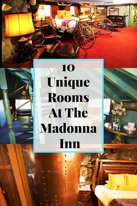 Madonna Inn Rooms, Unique Hotel Rooms, Unique Rooms, Madonna Inn, Unusual Hotels, Girlfriends Getaway, Themed Rooms, The Madonna, Central California