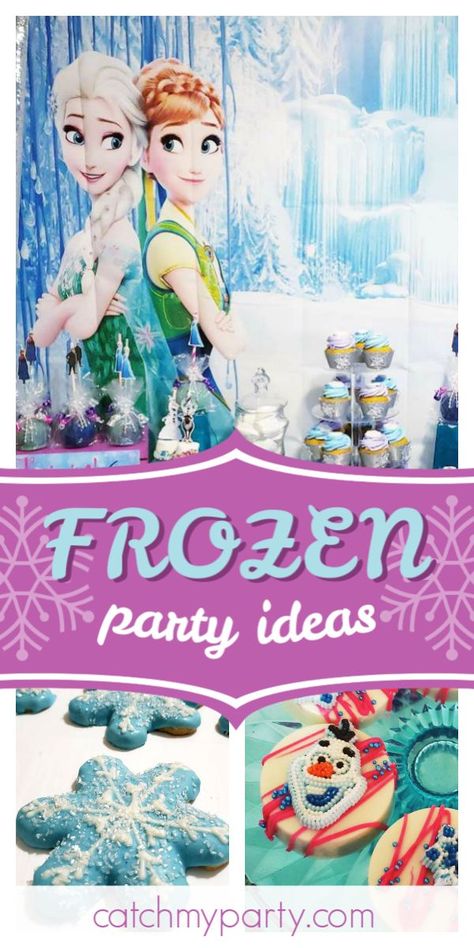 Feast your eyes on this delightful Frozen birthday party! The snowflake cookies are wonderful! See more party ideas and share yours at CatchMyParty.com #catchmyparty #partyideas #frozen #frozen2 #frozenparty #girlbirthdayparty Frozen 2 Birthday, Frozen Party Ideas, Frozen Party Favors, Frozen Party Decorations, Disney Frozen Birthday Party, Anna Und Elsa, Disney Frozen Party, Frozen Birthday Theme, Frozen Themed Birthday Party