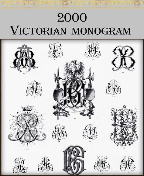 2000 Victorian monograms - 2000 Victorian monograms,monogram font,alphabet illustration heraldic attributes The Album of Old Monograms contains more than 100 sheets of old (1881) monograms, coats of arms, monograms, heraldic attributes. Original book printed in 1881 Ebook only, not paper book. File Type: PDF Format -1 instant download files 120 Pages, Language: English Refunds or returns are not accepted. Therefore, ALL SALES ARE FINAL. However I am glad to resend any file that has been corrupte Rococo Tattoo, Pc Monogram, Old English B, Tattoo Oni, Tattoo Alphabet, Victorian Lettering, Tattoo Font Styles, Victorian Fonts, Monogramm Alphabet