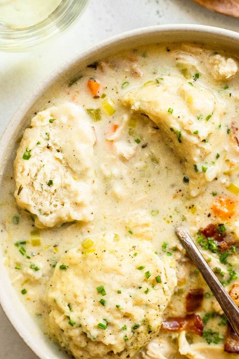 Creamy Chicken and Dumpling Soup | So Much Food Creamy Chicken And Dumpling Soup, Cozy Winter Meals, Dumpling Soup Recipe, Chicken And Dumpling Soup, Homemade Dumplings Recipe, Best Chicken And Dumplings, Creamy Chicken And Dumplings, Chicken Dumpling Soup, Chicken Dumplings Recipe