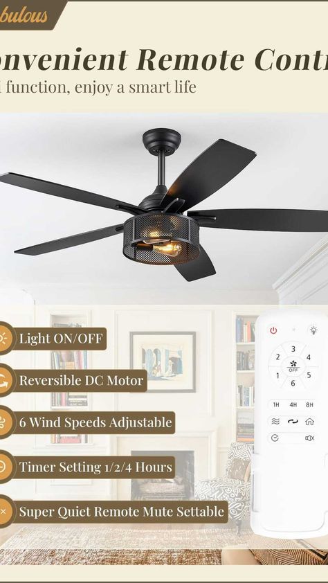 Elevate your space with rustic charm! Our farmhouse ceiling fans boast a powerful DC motor, 6-speed reversible, and remote control for effortless wind adjustment. Farmhouse Ceiling Fans, Fans For Bedroom, Farmhouse Ceiling, Caged Ceiling Fan, Ceiling Fan Bedroom, Ceiling Fans With Lights, Fans With Lights, Farmhouse Ceiling Fan, Black Cage