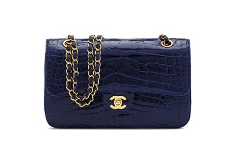 A SHINY BLUE ALLIGATOR MEDIUM DOUBLE FLAP BAG WITH GOLD HARDWARE | CHANEL, 2012 | 21st Century, bags | Christie's Dark Blue Chanel Bag, Chanel Navy Blue Bag, Navy Chanel Bag, Blue Chanel Bag, Chanel Clothes, Designer Bags Black, Navy Blue Bag, Chanel Double Flap, Navy Chanel