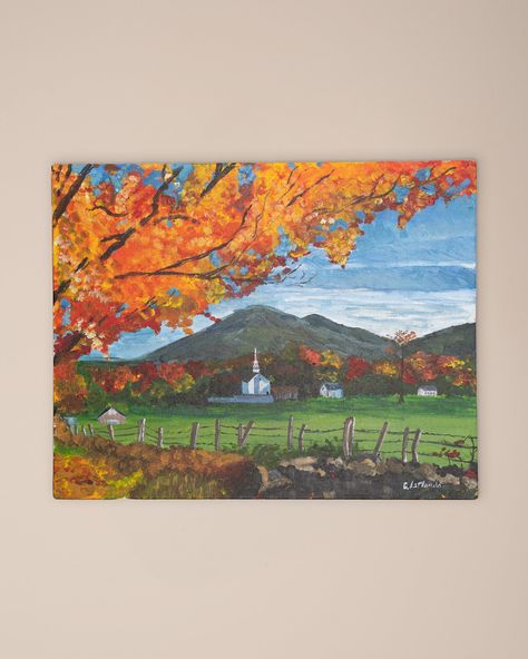 Acrylic on canvas board Fall Scenery Painting, Autumn Landscape Painting Acrylic, November Painting, Fall Acrylic Painting, Autumn Landscape Painting, Maine In The Fall, Fall Landscape Painting, Clay Idea, Canada Landscape