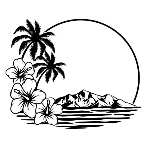 Just One More Chapter SVG - Payhip Hibiscus Palm Tree Tattoo, Hibiscus Svg, Hawaii Svg, Palm Tree Svg, Hawaii Design, Tropical Frames, Small Tats, Hawaiian Designs, Beach Svg