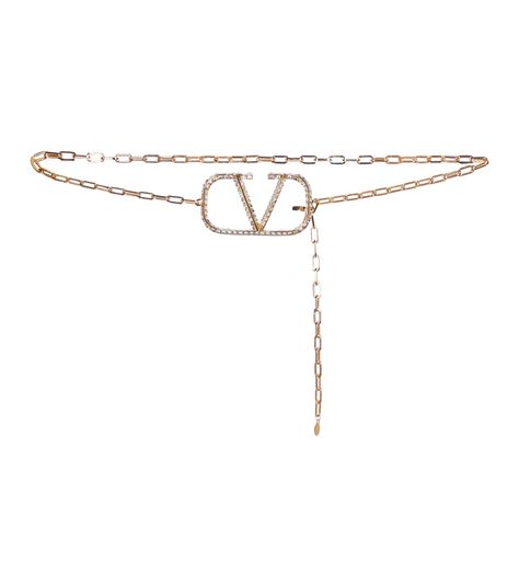 Valentino - VLOGO crystal-embellished chain belt | Mytheresa Tom Ford Leather, Slip Dresses, Leather Thong Sandals, Woven Tote Bag, Embellished Sandals, White Crystals, Luxury Women Fashion, Chain Links, Waist Chain