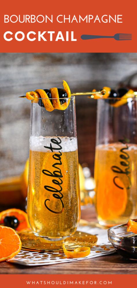 The manhattan meets bubbly with a twist of orange in this sparkling bourbon champagne cocktail. Rustic Cooking, Home Cooking Recipes, Champagne Recipes Cocktails, Champagne Drinks, Champagne Cocktails, Best Bourbons, Cocktail Serving, Festive Cocktails, Beer Cocktails