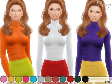 ekinege's Ribbed Turtleneck Top Ribbed Turtleneck Top, Sims 4 Dresses, Sims 4 Downloads, Sims4 Clothes, White Turtleneck, Ribbed Knit Top, Turtleneck Top, Ribbed Turtleneck, Cold Weather Outfits