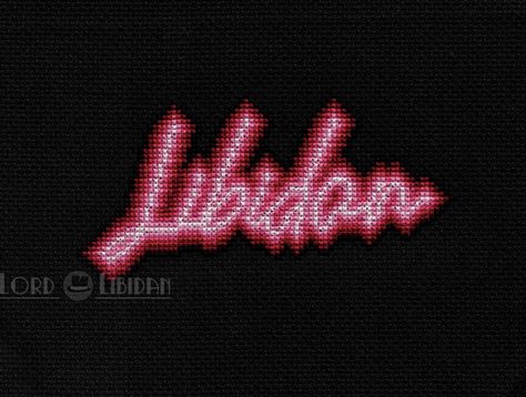 Neon Cross Stitch by Lord Libidan | Lord Libidan Neon Cross, Neon Font, Cross Stitch Fonts, Cool Fonts, Neon Sign, Neon Pink, One Color, Cross Stitch Embroidery, Embroidery Stitches