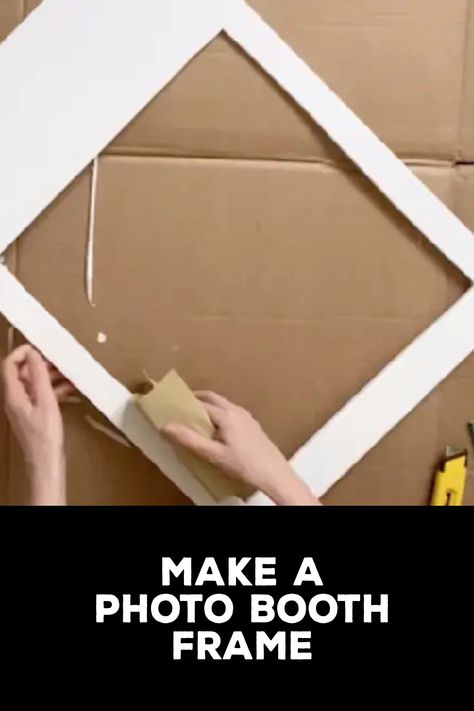 How to Make a Photo Booth Frame Big Frame For Photo Booth, Diy Polaroid Photo Booth, How To Make A Photo Booth Frame, Selfie Board Frame Ideas, How To Make Photo Frame At Home, Selfie Frame Diy, Birthday Photo Booth Ideas, Photo Booth Frame Ideas, Selfie Station Ideas