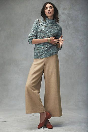 Subdued sweater with casual neutral pants - Amelle Marled Pullover Camel Trousers Outfit, Trousers Outfit, Layered Fashion, Get Dressed, Autumn Winter Fashion, Sweater Outfits, Winter Outfits, Camel, Winter Fashion