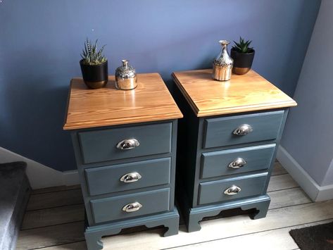 Pine Bedside Table Upcycle, Grey Bedside Tables, Gray Nightstands, Diy Kast, Revamp Furniture, Victorian Living Room, Boys Room Design, Bedroom Furniture Makeover, Refinishing Furniture Diy