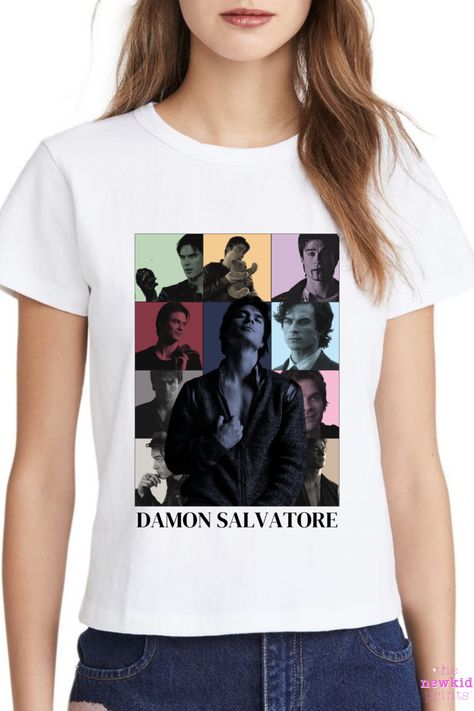 Damon Salvatore The Vampire Diaries Eras Tour Poster Style T-Shirt The Vampire Diaries Clothes, Vampire Diaries Merch, The Vampire Diaries Damon, Vampire Diaries Shirts, Eras Tour Poster, Vampire Diaries Outfits, Damon And Stefan, Vampire Diaries Damon, Vampire Diaries Funny