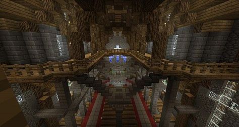 Castle Inside Minecraft, Minecraft Cathedral, Castle Minecraft, Old Cathedral, Minecraft Building Blueprints, Inside Castles, Minecraft Structures, Minecraft House Plans, Minecraft Castle