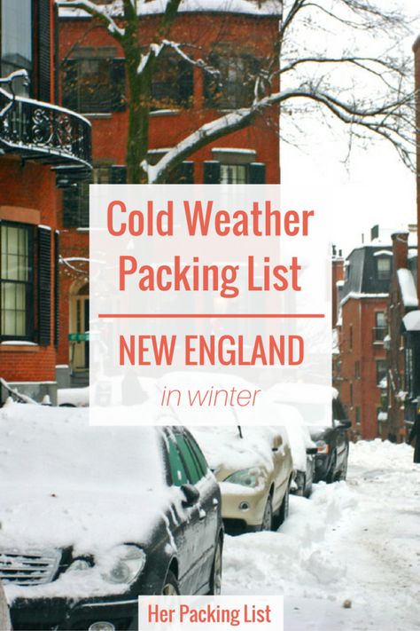 If you're visiting New England in winter, you'll need to bundle up! Jessie shares her cold weather packing list for New England to help you prepare. Cold Weather Packing List, Travel Outfit Winter, Winter Vacation Packing, Winter Vacation Packing List, Cold Weather Packing, Boston Winter, Vermont Winter, Winter Vacation Outfits, Female Packing List