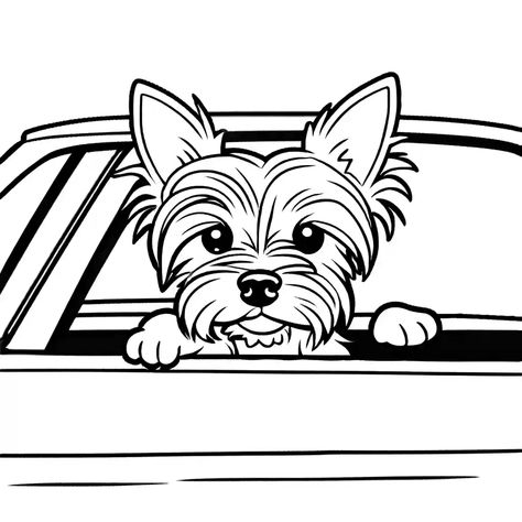 Bulldog Coloring Pages, Coloring Pages Puppy, Dog Colouring In Coloring Pages, Dog And Cat Coloring Page, Karolina Kubikowska Coloring Book, Car Ride, Yorkshire Terrier, Yorkshire, Yorkie