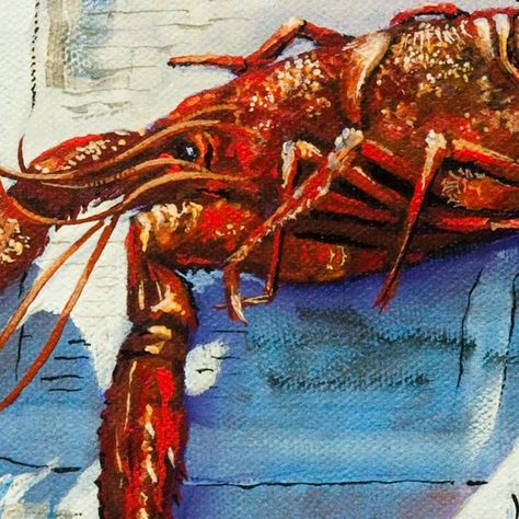 Boiled Crawfish, Louisiana Crawfish, Louisiana Seafoood, New Orleans Food Art, Kitchen Gift Art, New Crawfish Painting, Louisiana Painting, Boiled Crawfish, Louisiana Decor, New Orleans Food, Louisiana Crawfish, Beach Things, New Orleans Art, Louisiana Art