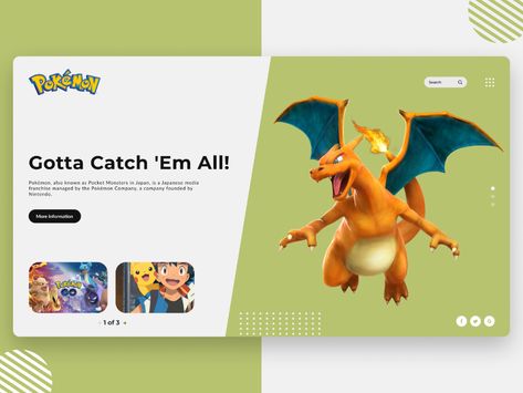 Pokemon UI Concept | Rish Designs by Rishabh Saxena on Dribbble Pokemon Banner, Pokemon Website, App Redesign, Tiktok App, Web Design Mobile, Art Sketches Doodles, App Interface Design, Outdoors Tattoo, Creative Web Design