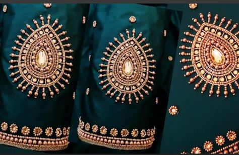 Aari Work For Beginners, Aari Work Blouse Designs, Work Blouse Designs, Mirror Work Blouse Design, Hand Work Design, Maggam Work Designs, Ribbon Embroidery Tutorial, Blouse Design Images, Blouse Back