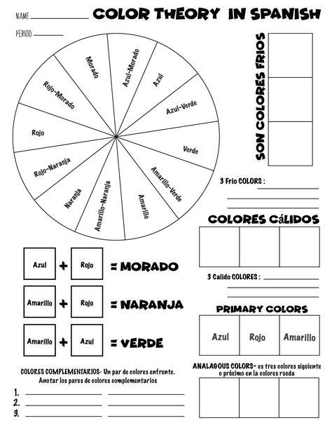 Plato Del Buen Comer By Claudia Lizeth Herrera Picazo - Issuu Color Theory Worksheet, Color Wheel Worksheet, Colors In Spanish, Elements Of Art Color, Teaching Vowels, Bilingual Teaching, Color Worksheet, Spanish Colors, Color Wheels