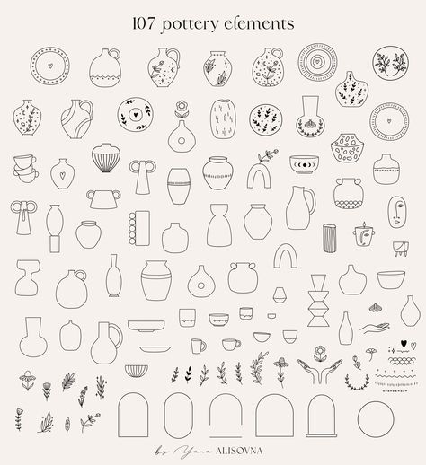 Pottery collection by Alisovna on @creativemarket Social Media Wall, Handmade Logo, Branding Social Media, Photo Editing Programs, Pottery Collection, Coffee Shop Design, Objet Design, Collection Design, Media Wall