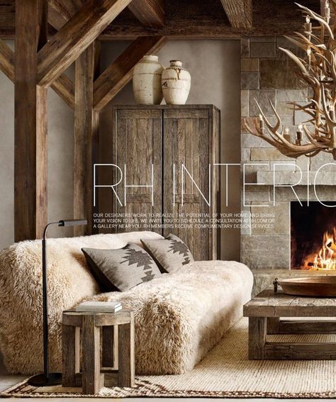 Rh Ski House, Mountain House Decor, Ski House Decor, Mountain Interiors, Living Room Minimalist, Chalet Interior, Chalet Design, Room Minimalist, Chalet Style