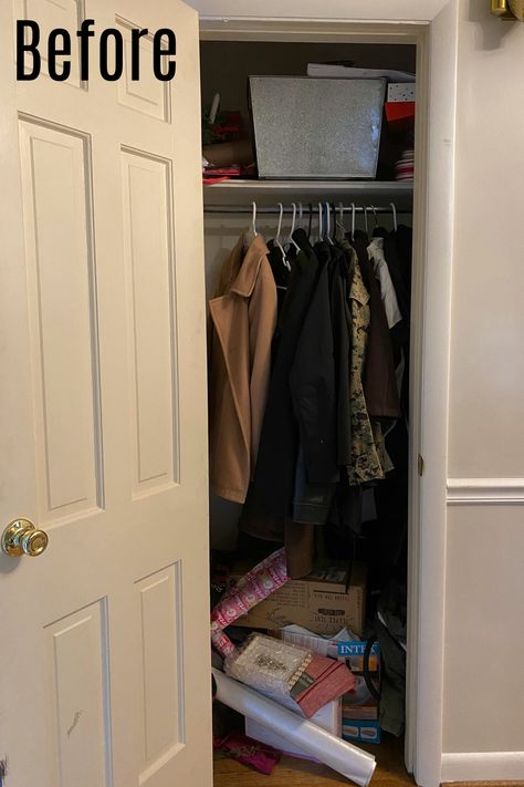 Storage And Coat Closet, Hall Coat Closet Organization, Small Coat Closet Organization, Small Coat Closet Ideas, Coat Closet Storage, Hall Closet Organization, Coat Closet Makeover, Coat Closet Ideas, Small Coat Closet