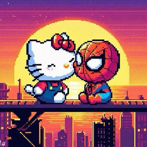 Hello Kitty | Facebook Spiderman X Hello Kitty, Spiderman Y Hello Kitty, Spiderman And Hello Kitty, Hello Kitty And Spiderman, Hello Kitty Boy, Stardew Valley Fanart, Hello Kitty Cartoon, Hello Kitty Backgrounds, Kitty Drawing