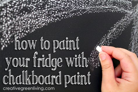 Who knew you could paint your fridge with chalkboard paint? Cool results and a giveaway for a chalkboard paint kit, too. Paint Your Fridge, Chalkboard Fridge, Giant Chalkboard, Paint Refrigerator, Fridge Makeover, Painted Fridge, Stripping Paint, Chalkboard Wall, Chalkboard Paint