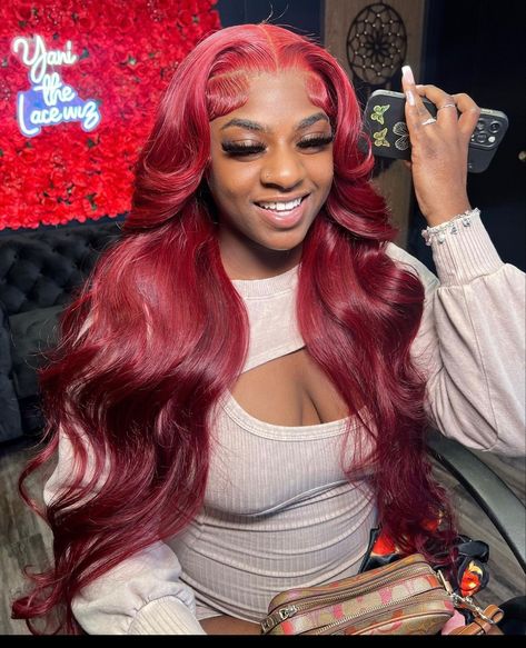 Red Weave Hairstyles, Frontal Wig Hairstyles, Red Hair Inspo, Red Wig, Red Curly Hair, Classy Hairstyles, A I, Braids Hairstyles Pictures, Colored Curly Hair