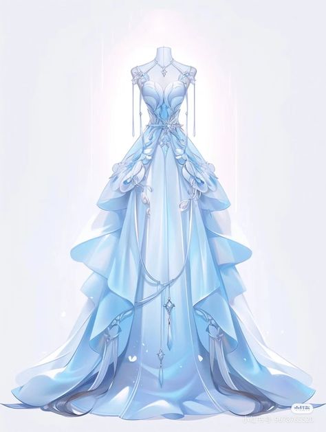 White Fantasy Dress, Blue Fantasy Dress, White Goddess Dress, Flower Dress Design, Goddess Costume, Maid Of Honour Dresses, Long Blue Dress, Fantasy Dresses, Fashion Drawing Dresses