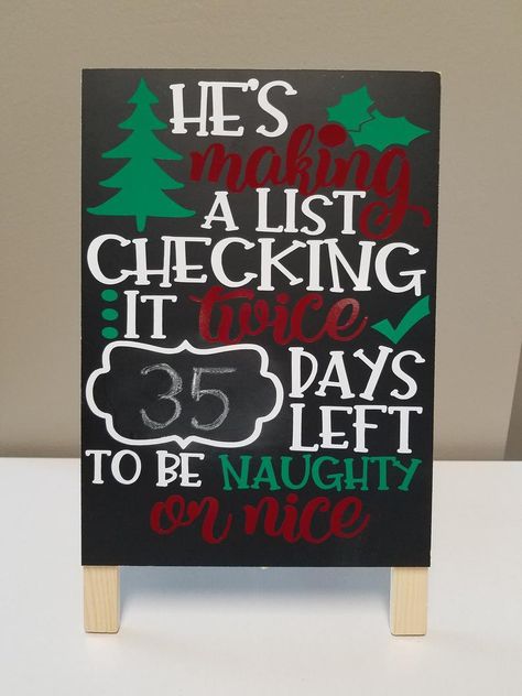 Countdown Easel Christmas Countdown Home Decor Chalk | Etsy Christmas Countdown Board, Christmas Countdown Diy, Diy Christmas Decorations For Home, Chirstmas Decor, Santa Elves, Christmas Cricut, Christmas Chalkboard, Christmas Vinyl, Christmas Centerpieces Diy