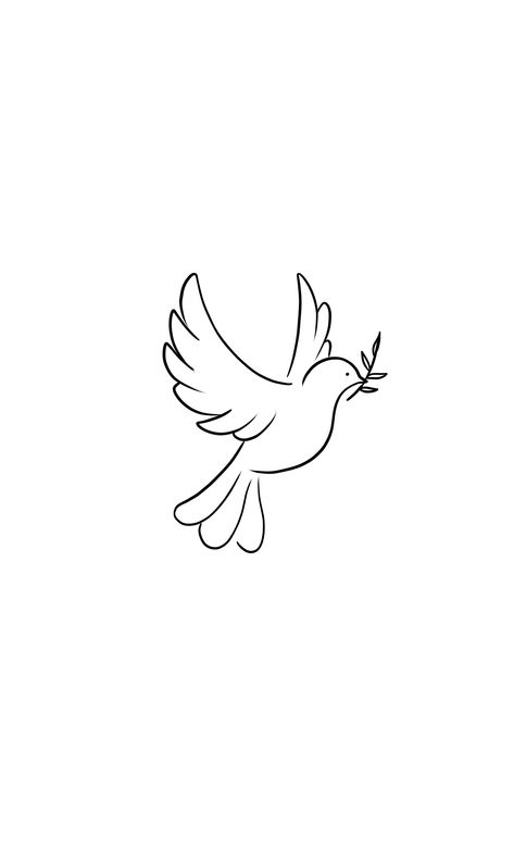 Dove Design Tattoo, Dove Sketch Simple, Peace Dove Tattoo Small, Dove Aesthetic Bird, Dove Drawing Simple, Fine Line Dove Tattoo, Paloma Tattoo, Simple Dove Tattoo, Tattoo Pigeon