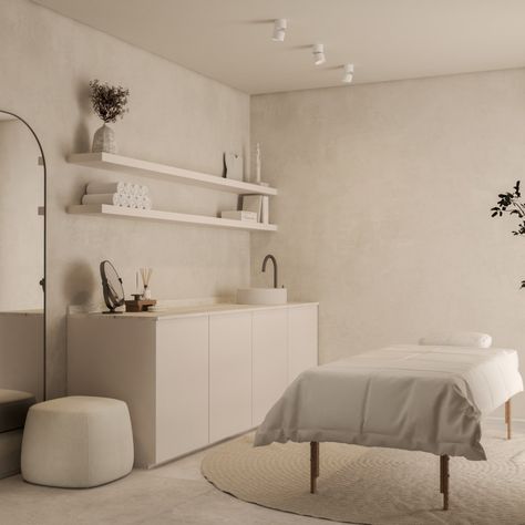 Neutral Beauty Room Aesthetic, Lash Clinic Design, Beauty Therapist Room, Women Clinic Interior Design, Aesthetics Clinic Interior, Minimalist Lash Room, Medspa Waiting Room, Body Contouring Room Ideas, Permanent Makeup Studio Interior