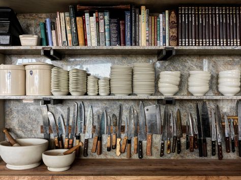 The Case for Letting the Dishes Pile Up: Stacked Plates On Display - Remodelista Stacked Plates, Scottish Cottage, Unfitted Kitchen, Scottish Cottages, Nyc Apt, Limewash Paint, Kitchen Guide, Staging Ideas, Gathering Table