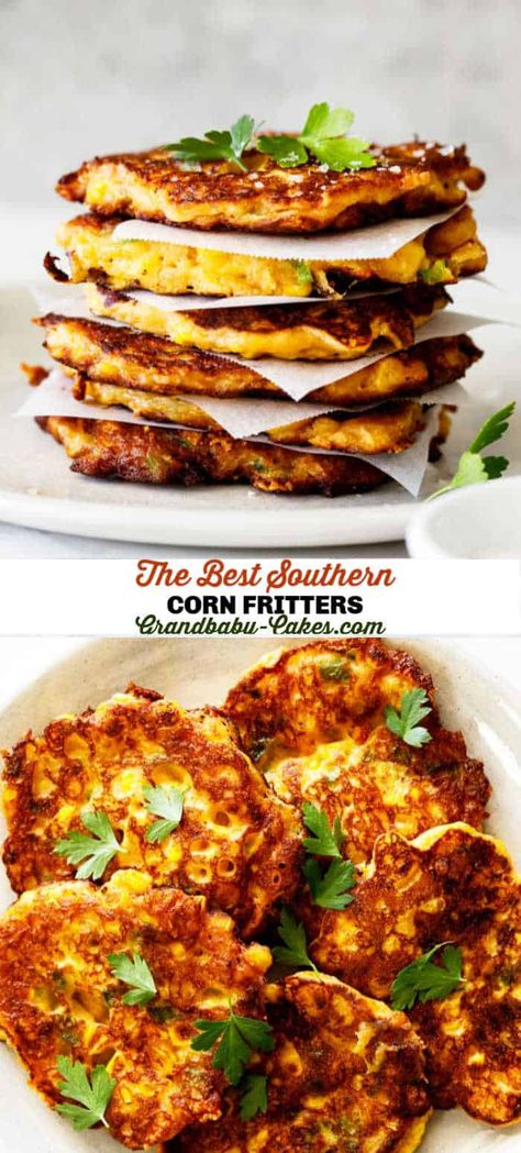 Fried Corn Fritters, Southern Corn, Fried Corn, Corn Fritters, Corn Flour, Fritter Recipes, Fresh Corn, Veggie Dishes, Southern Recipes