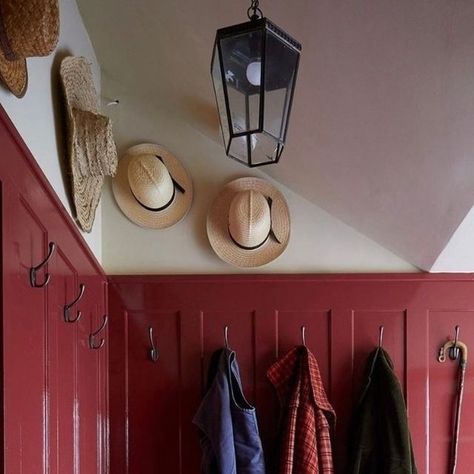 Farrow & Ball on Instagram: "Three boot rooms which prove beautiful design can work harmoniously with practicality.  Tag a friend in the comments who'd love these spaces as much as you do.  1. #EatingRoomRed by @carolineriddellinteriors with photography by @paul_massey 2. #CalkeGreen by @harrietashton_interiors with photography by @mikegarlickdesign 3. #HardwickWhite by @westcawthorne with photography by @davidcritchleyphoto  #FarrowandBall #bootroom #autumnhome" Red Mudroom, Eating Room Red, Boot Rooms, Eating Room, Modern Country Kitchens, Country Boots, Boot Room, Butler's Pantry, Laundry Mud Room