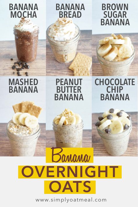 Overnight Oats With Nut Butter, Bananas Foster Overnight Oats, Overnight Oats Without Peanut Butter, Mashed Banana Overnight Oats, Banana Overnight Oats In A Jar, Overnight Oats With Banana Healthy, Overnight Banana Oatmeal, Banana Cream Overnight Oats, Over Night Oats Banana