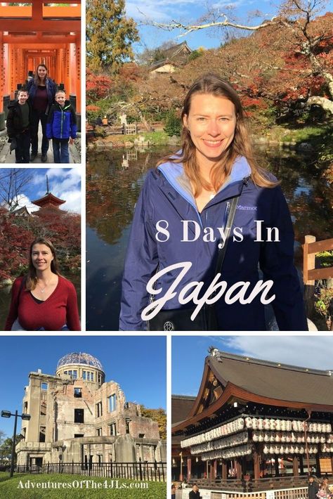 How to Spend 8 Days in Japan with Kids. Join the 4 JL's as their family travels to Japan. Itinerary highlights include Tokyo, Kyoto, Nara, Hiroshima, Miyajima, and Inari. What amazing travel destinations! #adventuresofthe4jls #travel #traveldestinations #japan #asia #itinerary #travelblog #destinations #travelingwithkids Asia Itinerary, International Travel Checklist, Japan With Kids, International Travel Essentials, Japan Destinations, Japan Itinerary, Visit Asia, Japan Vacation, Travel Inspiration Destinations