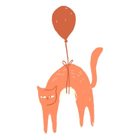 Balloon Illustration Drawing, Cat With Balloon, Ballon Illustration, Balloon Cat, Cat Balloon, Balloons Illustration, Clay Cafe, Hanging Balloons, Design Balloon