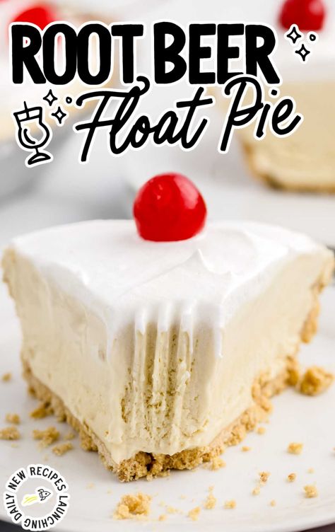 Root Beer Float Pie - Spaceships and Laser Beams Root Beer Pie, Root Beer Float Pie, Beer Dessert, Cool Whip Pies, Root Beer Recipe, Graham Pie, Homemade Graham Crackers, Cream Pies, Beer Float