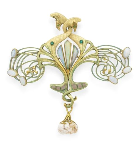 AN ART NOUVEAU ENAMEL, OPAL, GARNET AND PEARL "PEACOCK" BROOCH, BY GEORGES FOUQUET Georges Fouquet, Jewelry Museum, Dreamy Jewelry, Garnet And Pearl, Antique Stuff, Peacock Brooch, Bijoux Art Deco, Bijoux Art Nouveau, Nouveau Jewelry