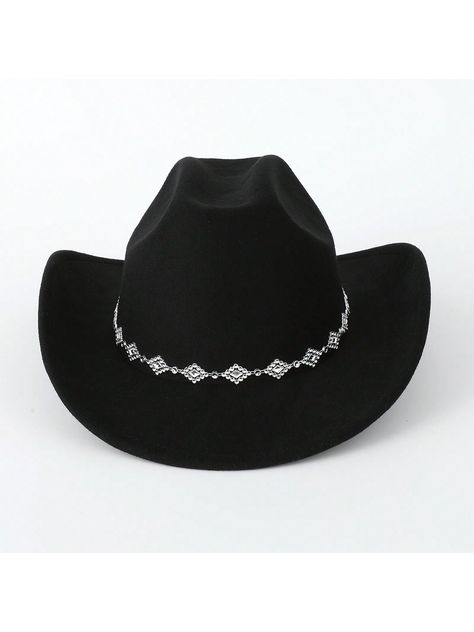 Black Casual,Cute,Elegant,Boho,Party Collar  Polyester   Embellished  Fall,Spring,Summer,Winter Women Accessories Cow Girl Hats, Cowboy Hats Women, Cowboy Hat Design, Black Cowboy Hat, Chapeau Cowboy, Western Cowboy Hats, Black Boho, Elegant Casual, Cowgirl Hats