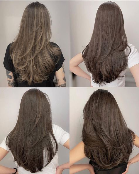 Layered Haircuts Straight Hair, Haircuts For Long Hair Straight, Korean Long Hair, Haircuts For Long Hair With Layers, Brown Hair Looks, Hair Inspiration Long, Layered Haircuts For Medium Hair, Straight Hair Cuts, Hairstyles For Layered Hair