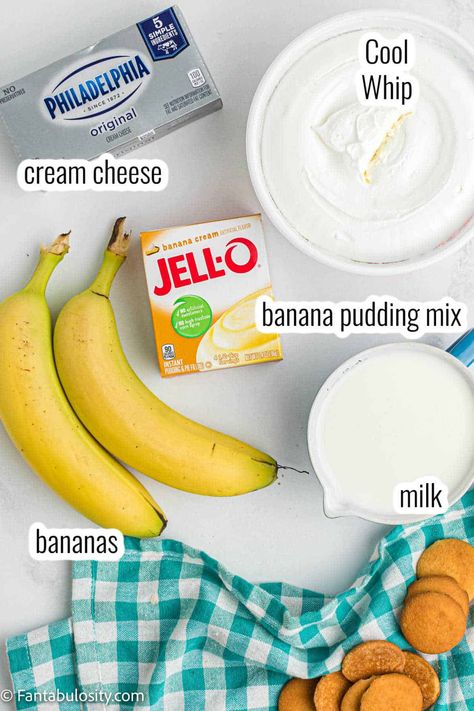 Banana Pudding Cream Cheese Recipe, Banana Pudding For Party, Banana Dip Recipes, Banana Pudding With Cream Cheese Recipes, Banana Pudding Dip Recipes, Banana Cream Dip, Banana Cream Pie Dip, Vanilla Pudding Dip, Banana Cream Dip Easy