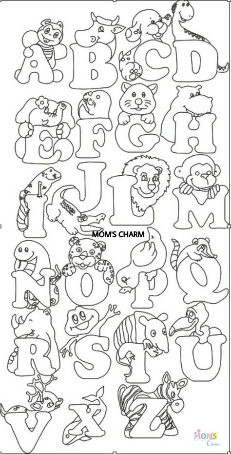 Animal Fonts Alphabet, Alphabet Design Creative, Abc Animals, Animal Alphabet Letters, Free Monogram Fonts, Alphabet Drawing, Animal Cutouts, Abc Coloring Pages, Easy Mandala Drawing