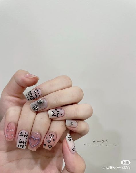 Dragon Nails, Gel Toe Nails, Hello Nails, Hippie Nails, Grunge Nails, Really Cute Nails, Soft Nails, Kawaii Nails, Square Acrylic Nails