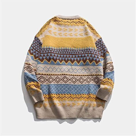 Floral Print Sweater, Mens Knit Sweater, Pullover Sweater Men, Hipster Man, Jacquard Sweater, Retro Mode, Yellow Sweater, Pullover Sweater Women, Softest Sweater