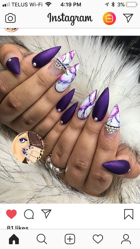 50th Birthday Nails Design, Purple Shellac Nails, Purple Wedding Nails, Shellac Nail Designs, Birthday Nail Designs, Nagel Design, Galaxy Nails, Matte Nails Design, Dope Nail Designs