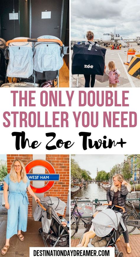 The Zoe Twin+ really is the only double stroller you need. It's by far the best double stroller for travel, the best double stroller for an infant and toddler and the best double stroller for twins. We've traveled all over Europe with this double stroller and absolutely love it. | best double travel stroller | traveling with double stroller | double stroller for traveling | lightweight double stroller | best double stroller for airport travel | @zoestrollers Best Twin Strollers, Stroller For Twins, Double Stroller For Twins, Best Travel Stroller, Travel To Europe, Best Double Stroller, Toddler Stroller, Twin Strollers, Double Stroller